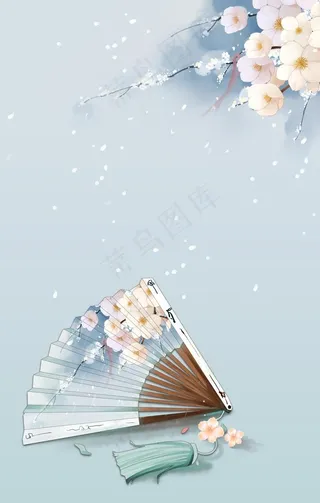 扇子清新古风复古高端艺术背景图片