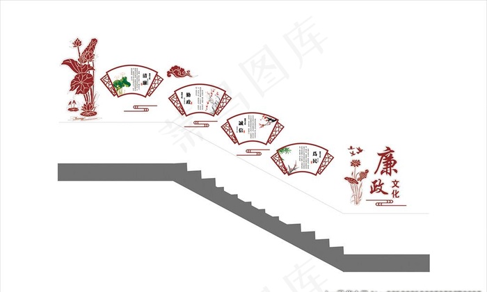 廉政楼梯文化墙图片cdr矢量模版下载