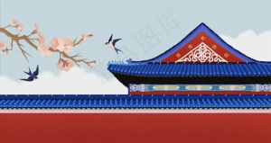 中国风建筑插画图片