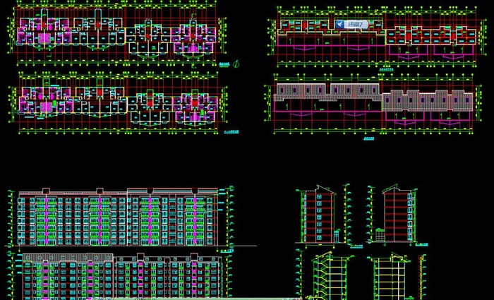 9栋住宅楼平立剖面 1 7层平面 层顶及夹层图片