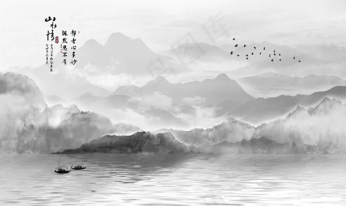 水墨画图片(9071X5669(DPI:72))psd模版下载