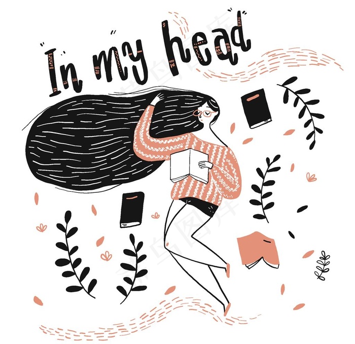 小清新水彩情侣生活涂鸦图片