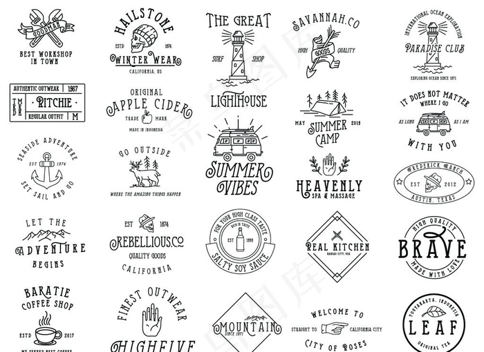 黑白矢量手绘logo图片