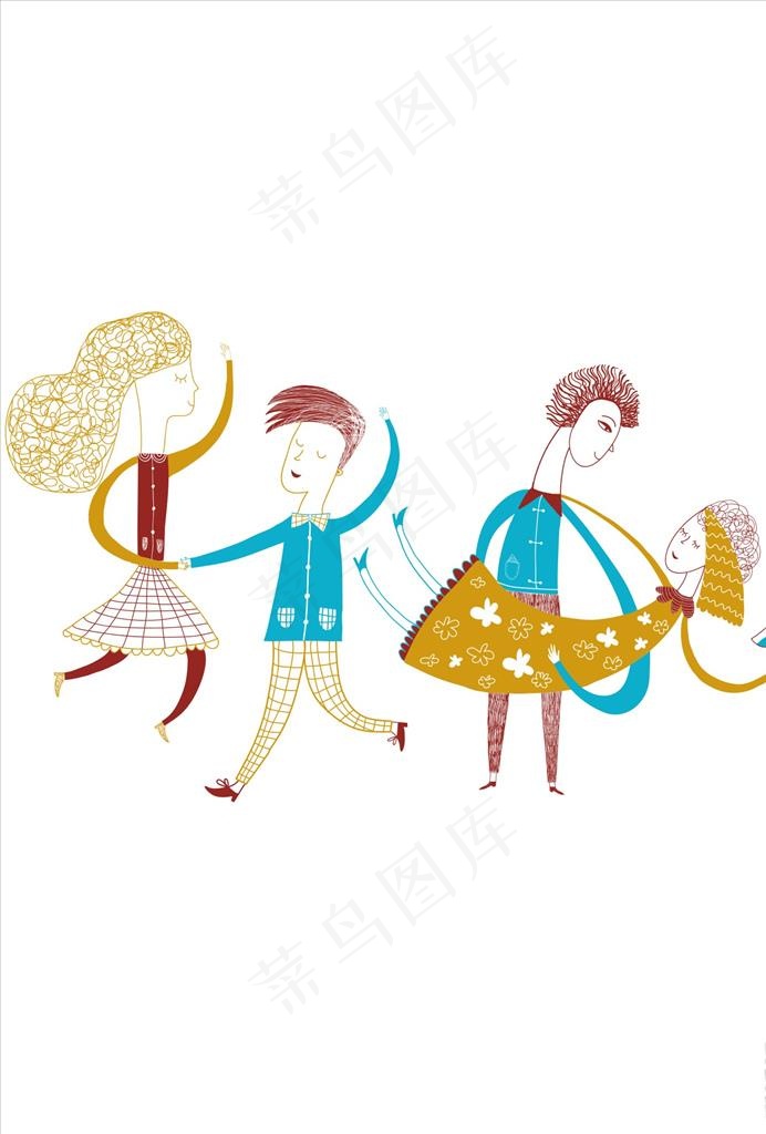 卡通人物舞蹈矢量图下载图片