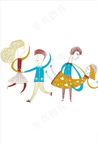 卡通人物舞蹈矢量图下载图片