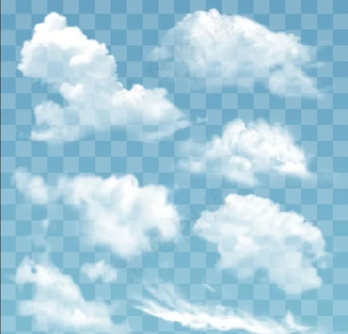矢量手绘逼真白云云朵素材图片eps,ai矢量模版下载