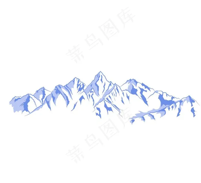 手绘蓝色雪山设计矢量素材图片ai矢量模版下载