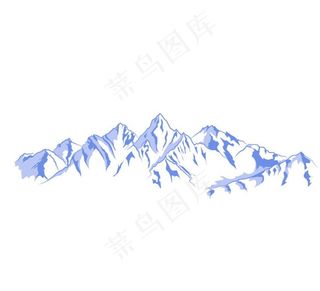 手绘蓝色雪山设计矢量素材图片