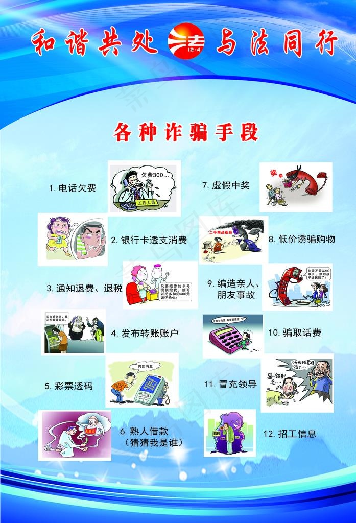 各种诈骗手段图片(2806X3940(DPI:72))psd模版下载