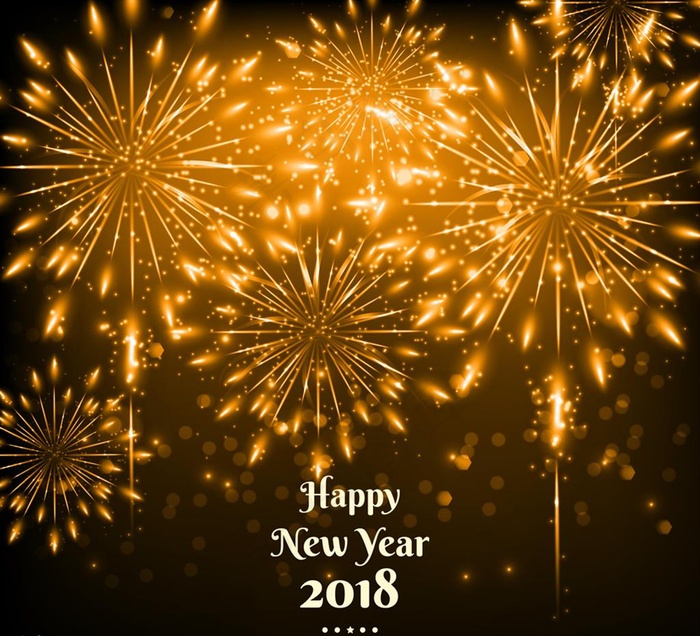 2018年金色烟花贺卡矢量素材图片ai矢量模版下载