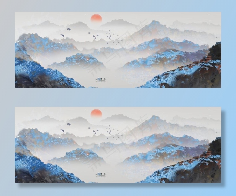 水墨山水图片(2661X1069(DPI:72))psd模版下载