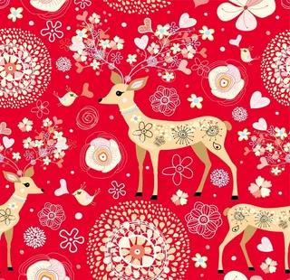 矢量素材 平面底 圣诞节 麋鹿图片