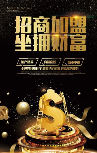 黑金招商加盟海报图片