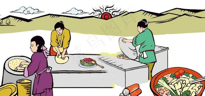 古代人物插画图片