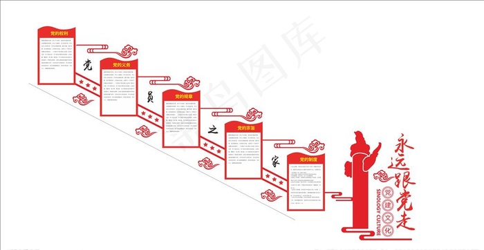 党建楼梯图片cdr矢量模版下载