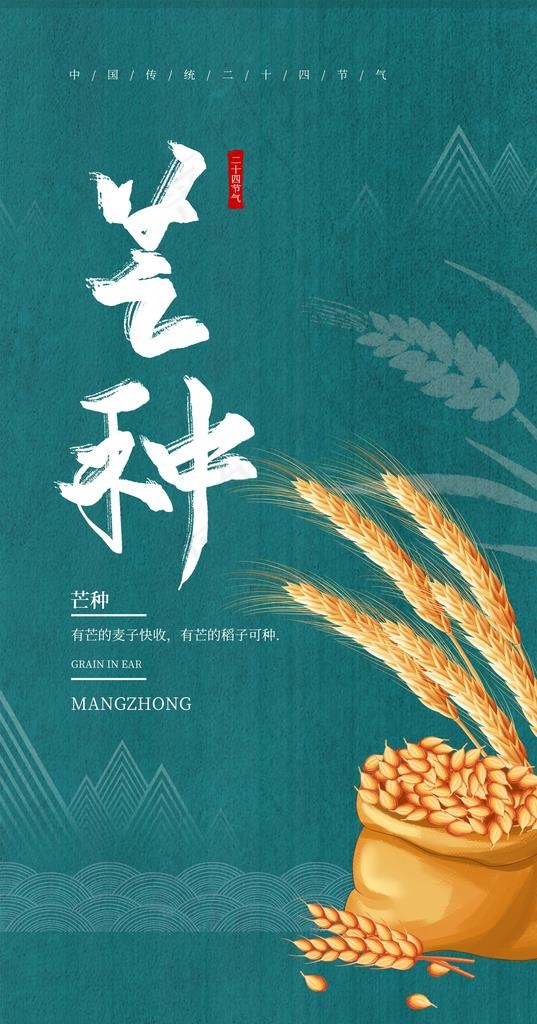 高清质感芒种海报图片(2362X4252(DPI:300))psd模版下载