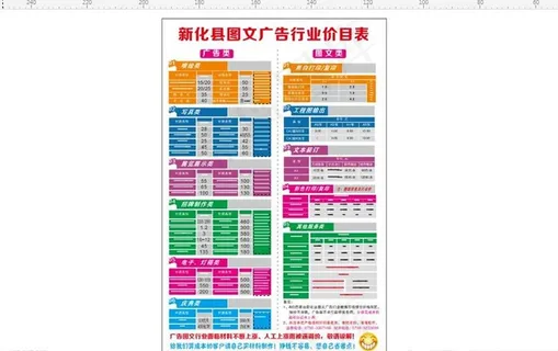 新化广告行业价格表图片