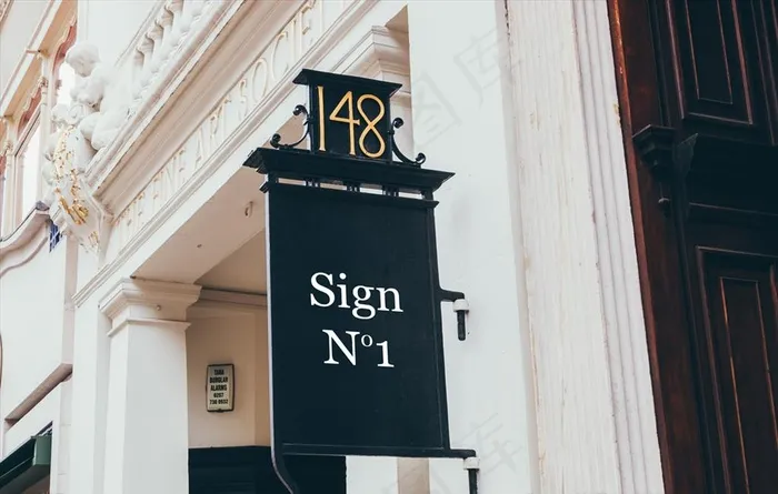 店铺招牌样机图片psd模版下载