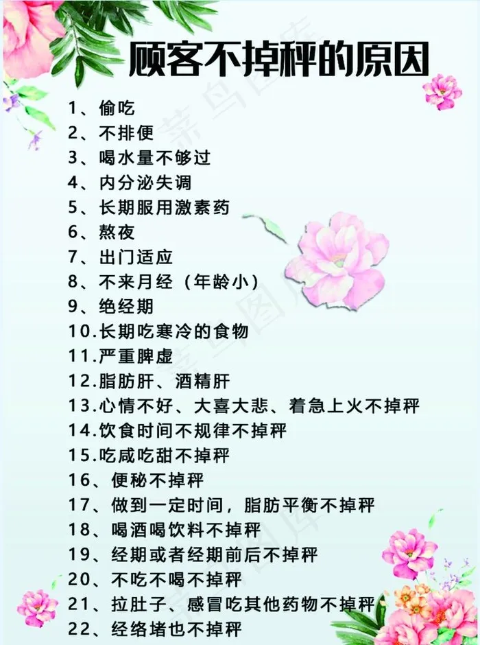 顾客不掉称的原因展板图片