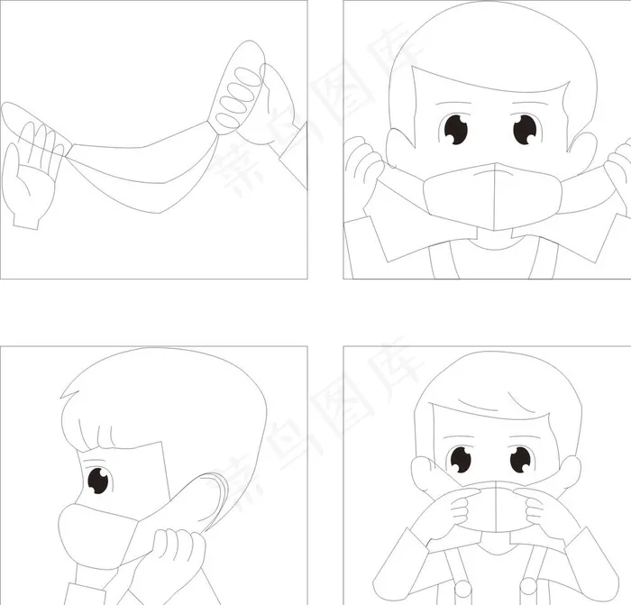 儿童佩戴口罩图图片