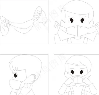 儿童佩戴口罩图图片