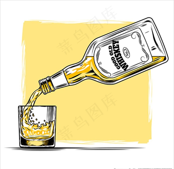 威士忌玻璃酒瓶和杯子图片