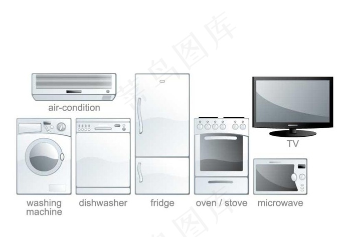 7款家电矢量图图片eps,ai矢量模版下载