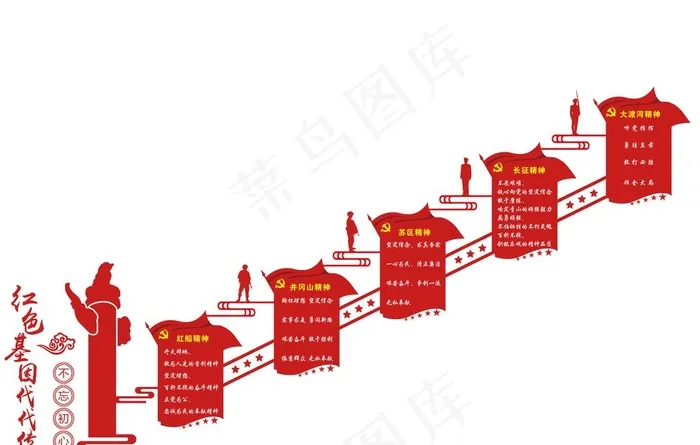楼梯走廊宣传文化党建军队元素图片ai矢量模版下载