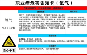 职业病危害告知卡（氧气）图片