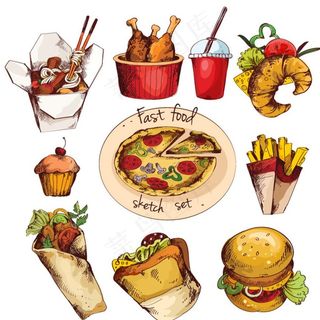 彩绘快餐食品图片