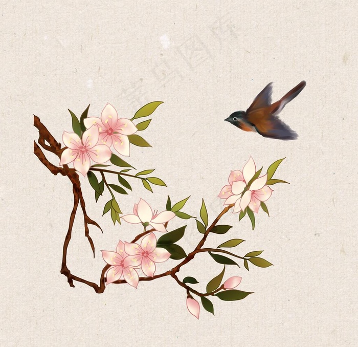古风桃花图片(2000X2000(DPI:300))psd模版下载