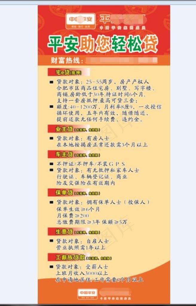 中国平安展架图片cdr矢量模版下载