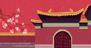 中国风建筑插画图片