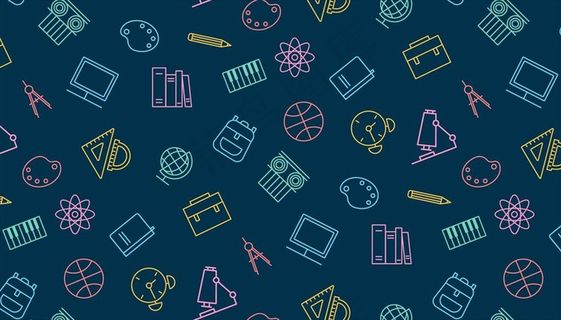 矢量线稿线条彩色学习文具底纹图片