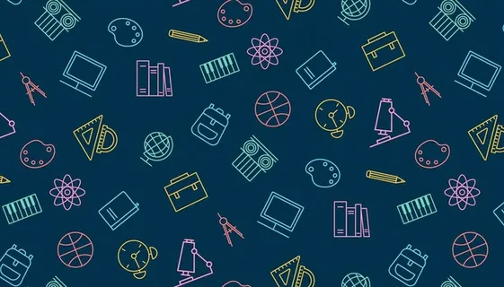 矢量线稿线条彩色学习文具底纹图片