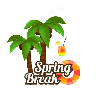 创意春假椰树矢量素材图片