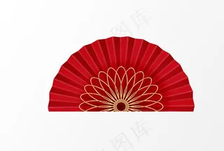 红色传统折扇图片