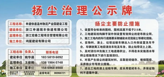 扬尘治理公示牌图片cdr矢量模版下载