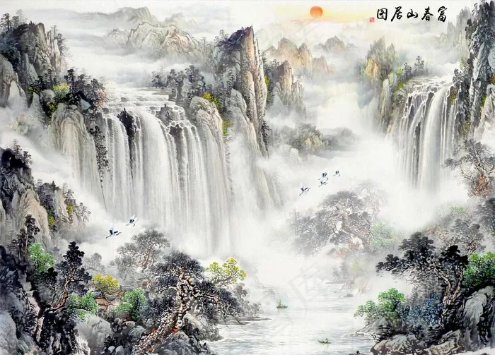 水墨背景墙图片(9071X6803(DPI:72))psd模版下载