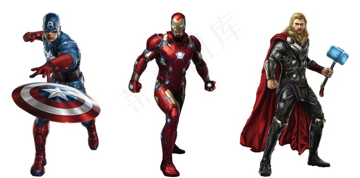 漫威英雄美国队长 钢铁侠 雷神图片