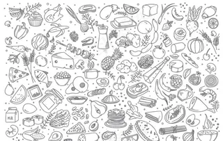 手绘美食餐饮背景底纹图片