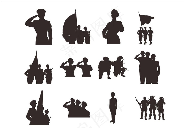 军人剪影图片