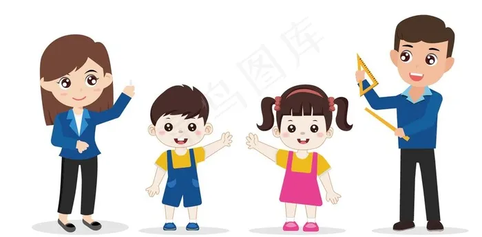 卡通学生老师图片ai矢量模版下载