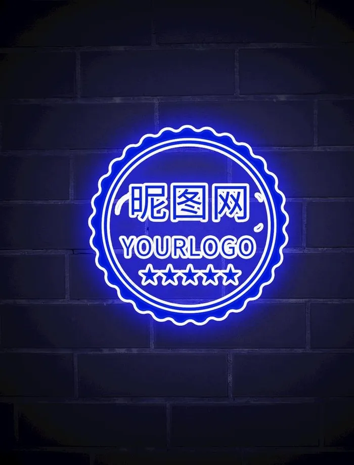 霓虹灯logo样机图片(1024X1387(DPI:72))psd模版下载