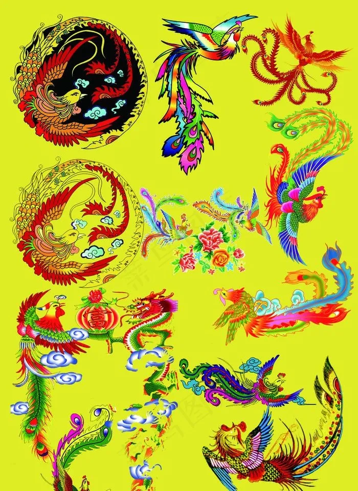 彩凤凰图片(4134X5846(DPI:500))psd模版下载