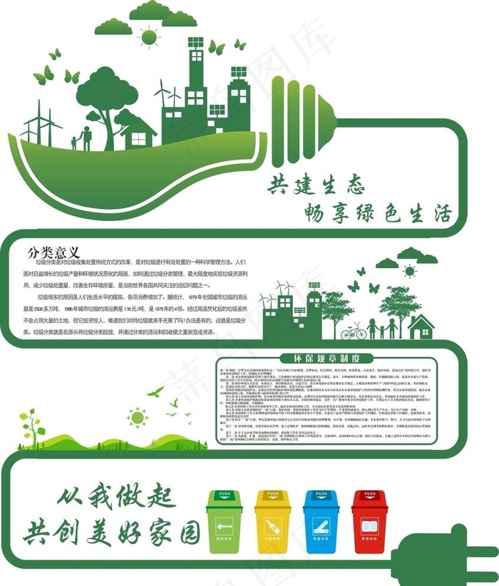 低碳绿色生活文化墙图片cdr矢量模版下载