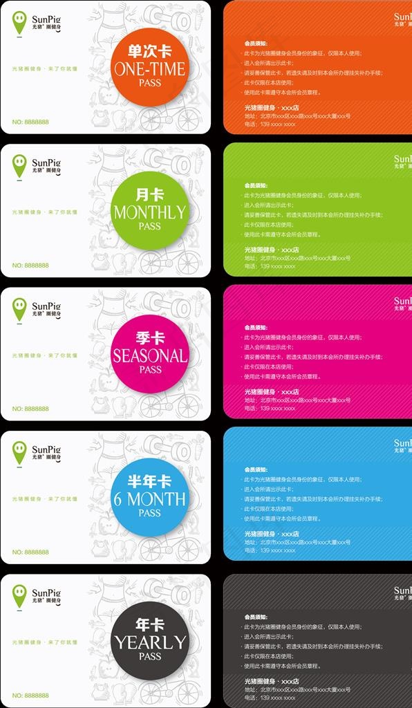 光猪圈次卡月卡季卡半年卡年卡图片
