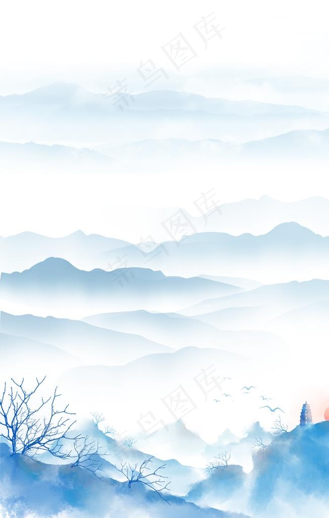 中国风水墨背景图片(3543X5315(DPI:300))psd模版下载