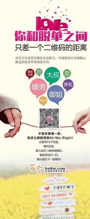 百合网脱单计划易拉宝图片