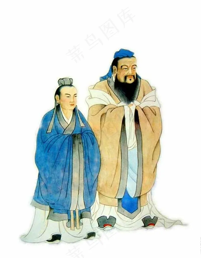 孔子颜回全身像图片psd模版下载